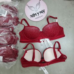 Áo lót Pink nâng vừa ren lưới đính đá đỏ 430613qbj