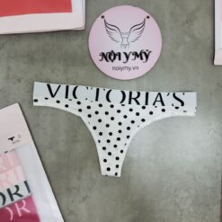 Quần lót Victoria Secret lọt khe thun cotton lưng logo màu trắng bi 433679spd